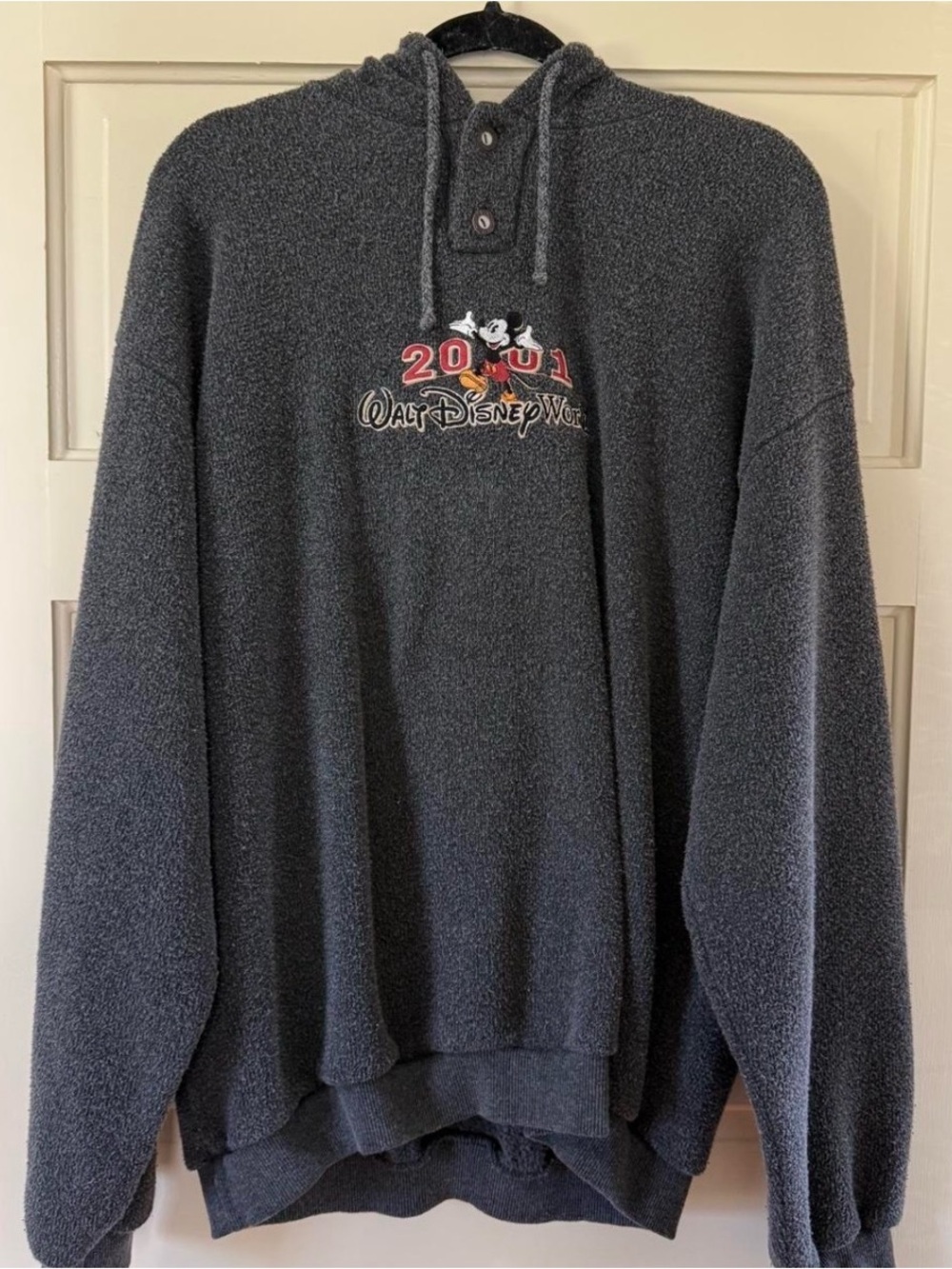 Disney Men's Dark Gray 2001 Walt Disney World Fleece Pullover Hoodie